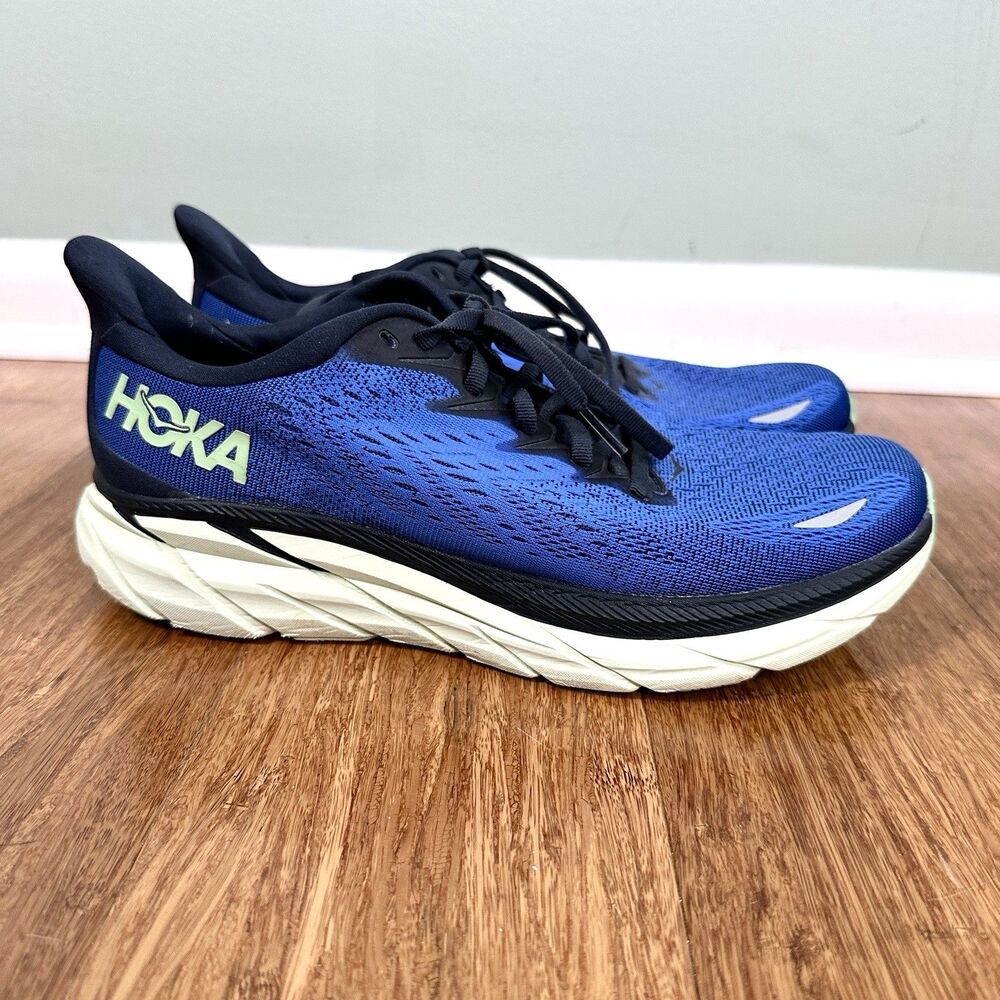 Hoka One One Clifton 8 Shoes Mens 8.5D Blue Black Running Sneakers